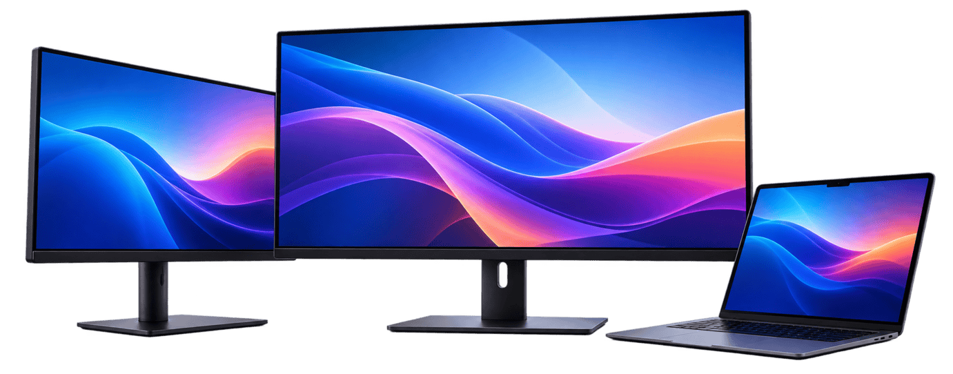 Displays and monitors with a laptop